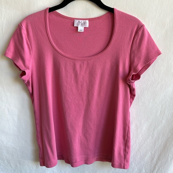 LOFT Ann Taylor pink scoop neck tee, size L - Picture 1 of 7